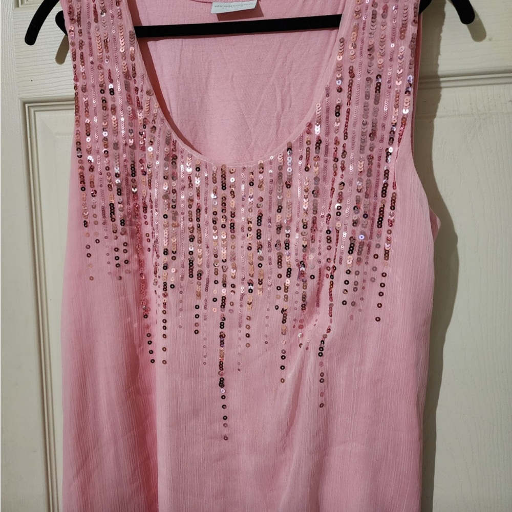 New York & Company Pink Sequin Tank Top